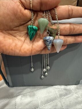 1pcs 22x15mm Mixed Gemstone Reiki Healing Cone Pendulum Pendant Bead
